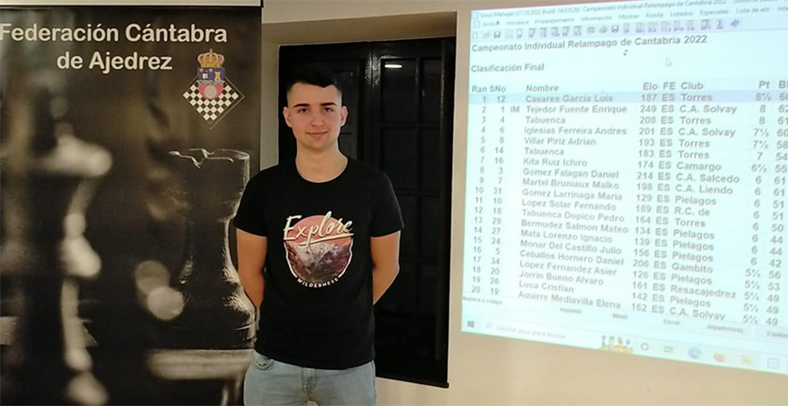 El campurriano Luis Casares Garca gana el Campeonato Regional Absoluto de Ajedrez Relmpago 